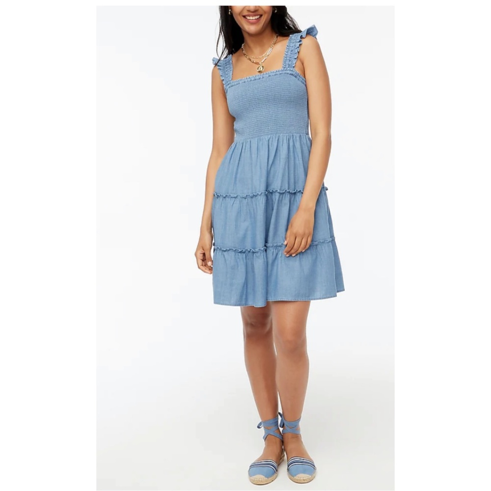 NWT Brand New J.Crew Chambray smocked mini dress